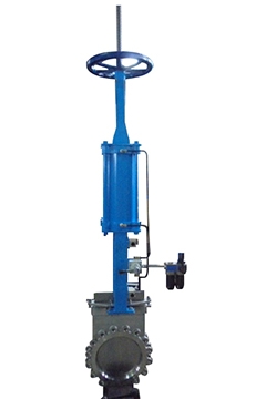 Pneumatic knife gate valves with handwheel