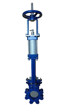 Pneumatic knife gate valves with handwheel