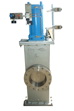 Pneumatic knife gate valves with handwheel