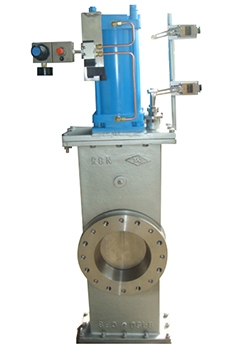 Pneumatic sealed slide knife gate valves