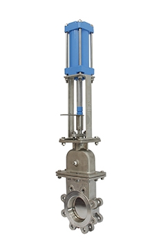 Pneumatic sealed knife gate valves