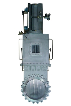 Pneumatic purged knife gate valves