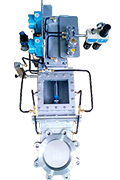 Pneumatic purged knife gate valves